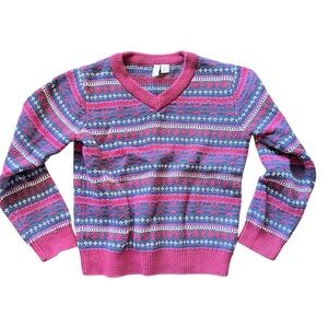 Janie and Jack Sweater Boys Navy Fair Isle Winter Holiday Knit Pullover Size 7